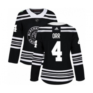 Women's Adidas Chicago Blackhawks #4 Bobby Orr Authentic Black 2019 Winter Classic NHL Jersey