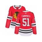 Women's Adidas Chicago Blackhawks #51 Brian Campbell Premier Red Home NHL Jersey