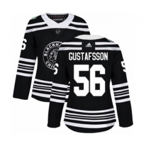 Women's Adidas Chicago Blackhawks #56 Erik Gustafsson Authentic Black 2019 Winter Classic NHL Jersey