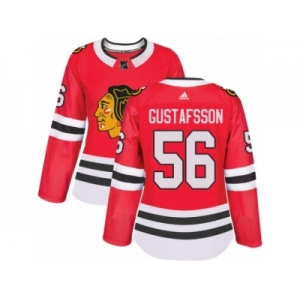 Women's Adidas Chicago Blackhawks #56 Erik Gustafsson Authentic Red Home NHL Jersey