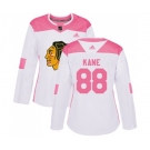 Women's Adidas Chicago Blackhawks #88 Patrick Kane Authentic White Pink Fashion NHL Jersey