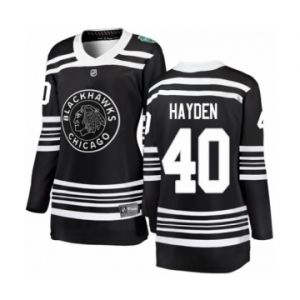 Women's Chicago Blackhawks #40 John Hayden Black 2019 Winter Classic Fanatics Branded Breakaway NHL Jersey