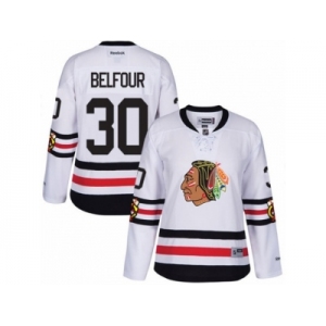 Women's Reebok Chicago Blackhawks #30 ED Belfour Authentic White 2017 Winter Classic NHL Jersey
