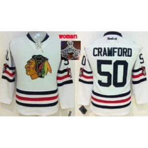 women nhl jerseys chicago blackhawks #50 crawford white[2015 winter classic][2015 Stanley cup champions]