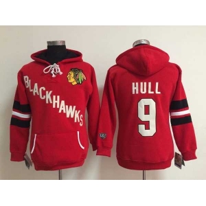 women nhl jerseys chicago blackhawks #9 hull red[pullover hooded sweatshirt]