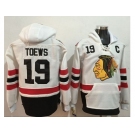Chicago Blackhawks #19 Jonathan Toews White Name & Number Pullover NHL Hoodie