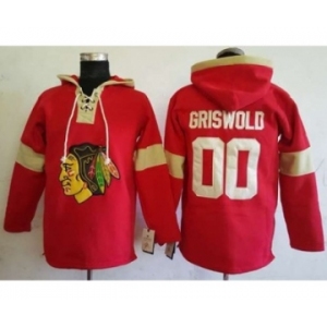 Men's Chicago Blackhawks #00 Clark Griswold Red Pullover Hoodie Stitched NHL Jersey
