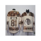 Men's Chicago Blackhawks #81 Marian Hossa Cream Camo Stitched NHL Jersey