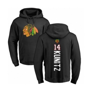 NHL Adidas Chicago Blackhawks #14 Chris Kunitz Black Backer Pullover Hoodie
