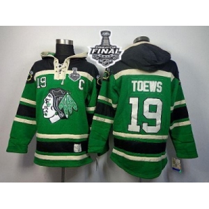NHL Chicago Blackhawks #19 Jonathan Toews Green St. Patrick's Day McNary Lace Hoodie 2015 Stanley Cup Stitched Jerseys