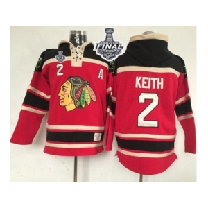 NHL Chicago Blackhawks #2 Duncan Keith Red Sawyer Hooded Sweatshirt 2015 Stanley Cup Stitched Jerseys