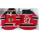 NHL Chicago Blackhawks #27 Johnny Oduya Red Sawyer Hooded Sweatshirt 2015 Stanley Cup Stitched Jersey