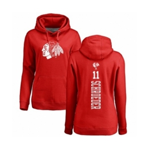 NHL Women Adidas Chicago Blackhawks #11 Jordan Schroeder Red One Color Backer Pullover Hoodie
