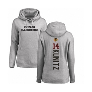 NHL Women Adidas Chicago Blackhawks #14 Chris Kunitz Ash Backer Pullover Hoodie