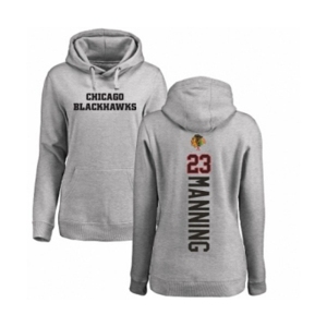 NHL Women Adidas Chicago Blackhawks #23 Brandon Manning Ash Backer Pullover Hoodie