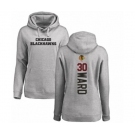 NHL Women Adidas Chicago Blackhawks #30 Cam Ward Ash Backer Pullover Hoodie