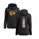 NHL Women Adidas Chicago Blackhawks #30 Cam Ward Black Backer Pullover Hoodie