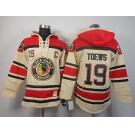 nhl jerseys chicago blackhawks #19 toews cream[pullover hooded sweatshirt][patch C]