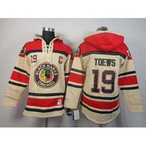 nhl jerseys chicago blackhawks #19 toews cream[pullover hooded sweatshirt][patch C]