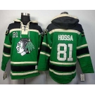 nhl jerseys chicago blackhawks #81 hossa green[pullover hooded sweatshirt]