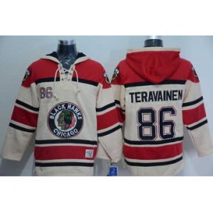 nhl jerseys chicago blackhawks #86 teravainen red-cream[pullover hooded sweatshirt]