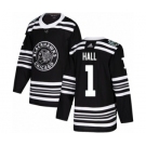 Youth Adidas Chicago Blackhawks #1 Glenn Hall Authentic Black 2019 Winter Classic NHL Jersey