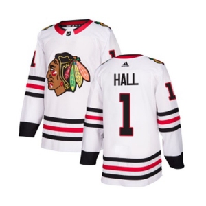 Youth Adidas Chicago Blackhawks #1 Glenn Hall Authentic White Away NHL Jersey