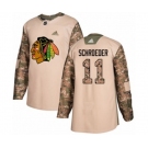 Youth Adidas Chicago Blackhawks #11 Jordan Schroeder Authentic Camo Veterans Day Practice NHL Jersey