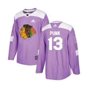 Youth Adidas Chicago Blackhawks #13 CM Punk Authentic Purple Fights Cancer Practice NHL Jersey