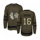 Youth Adidas Chicago Blackhawks #16 Marcus Kruger Authentic Green Salute to Service NHL Jersey