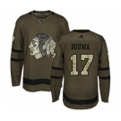 Youth Adidas Chicago Blackhawks #17 Lance Bouma Authentic Green Salute to Service NHL Jersey
