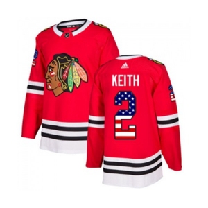 Youth Adidas Chicago Blackhawks #2 Duncan Keith Authentic Red USA Flag Fashion NHL Jersey