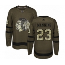 Youth Adidas Chicago Blackhawks #23 Brandon Manning Authentic Green Salute to Service NHL Jersey