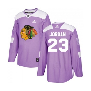 Youth Adidas Chicago Blackhawks #23 Michael Jordan Authentic Purple Fights Cancer Practice NHL Jersey