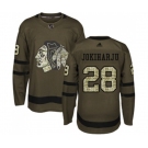 Youth Adidas Chicago Blackhawks #28 Henri Jokiharju Authentic Green Salute to Service NHL Jersey
