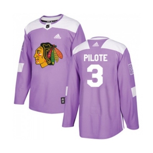 Youth Adidas Chicago Blackhawks #3 Pierre Pilote Authentic Purple Fights Cancer Practice NHL Jersey