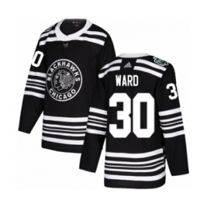 Youth Adidas Chicago Blackhawks #30 Cam Ward Authentic Black 2019 Winter Classic NHL Jersey