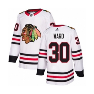 Youth Adidas Chicago Blackhawks #30 Cam Ward Authentic White Away NHL Jersey