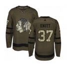 Youth Adidas Chicago Blackhawks #37 Graham Knott Authentic Green Salute to Service NHL Jersey