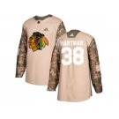 Youth Adidas Chicago Blackhawks #38 Ryan Hartman Camo Authentic 2017 Veterans Day Stitched NHL Jersey
