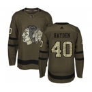 Youth Adidas Chicago Blackhawks #40 John Hayden Authentic Green Salute to Service NHL Jersey
