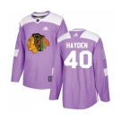 Youth Adidas Chicago Blackhawks #40 John Hayden Authentic Purple Fights Cancer Practice NHL Jersey