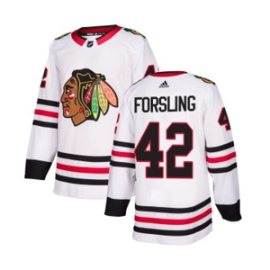 Youth Adidas Chicago Blackhawks #42 Gustav Forsling Authentic White Away NHL Jersey