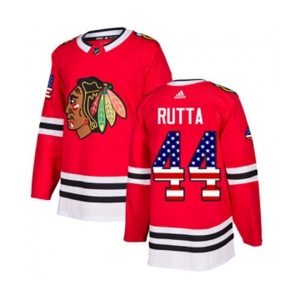 Youth Adidas Chicago Blackhawks #44 Jan Rutta Authentic Red USA Flag Fashion NHL Jersey