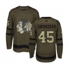 Youth Adidas Chicago Blackhawks #45 Luc Snuggerud Authentic Green Salute to Service NHL Jersey