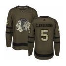Youth Adidas Chicago Blackhawks #5 Adam Clendening Authentic Green Salute to Service NHL Jersey