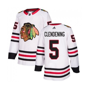Youth Adidas Chicago Blackhawks #5 Adam Clendening Authentic White Away NHL Jersey
