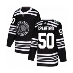 Youth Adidas Chicago Blackhawks #50 Corey Crawford Authentic Black 2019 Winter Classic NHL Jersey
