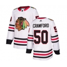 Youth Adidas Chicago Blackhawks #50 Corey Crawford Authentic White Away NHL Jersey
