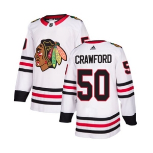 Youth Adidas Chicago Blackhawks #50 Corey Crawford Authentic White Away NHL Jersey